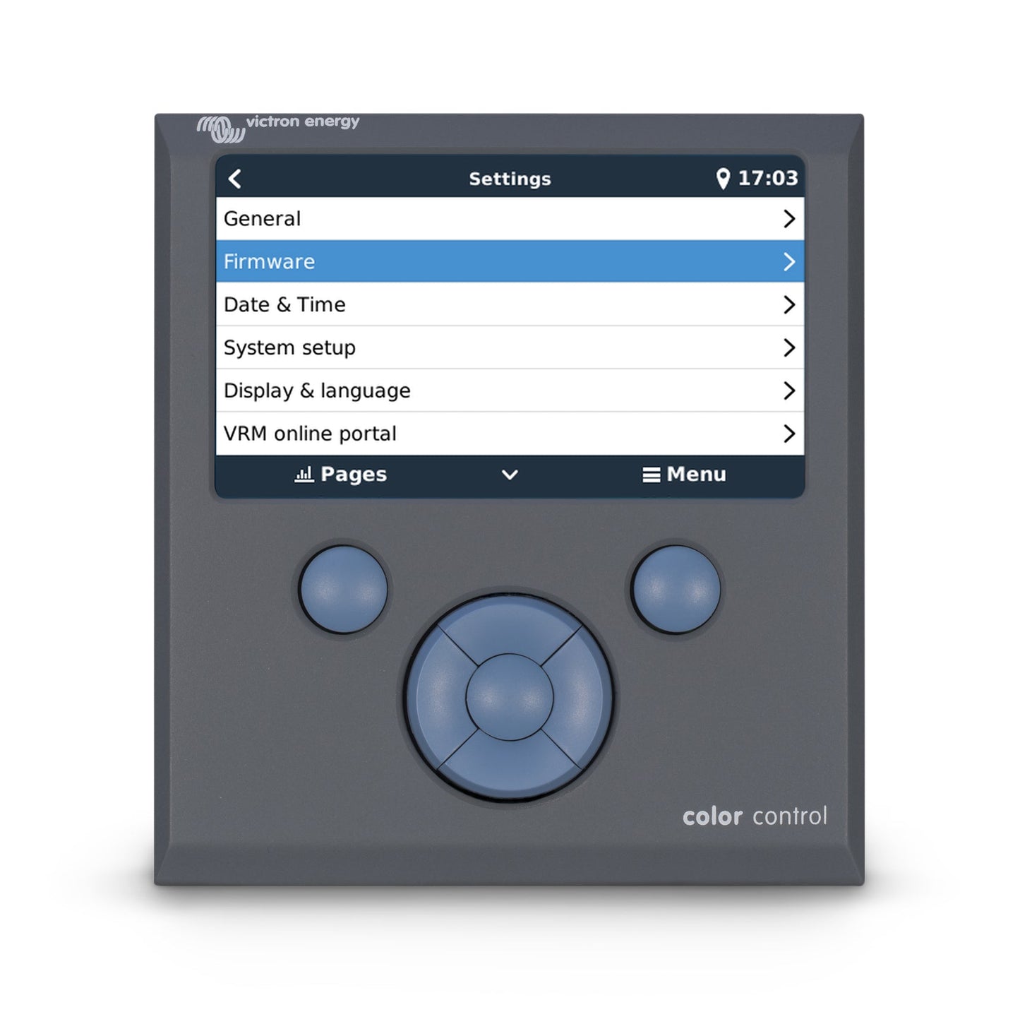 Photo of Color Control GX screen - settings