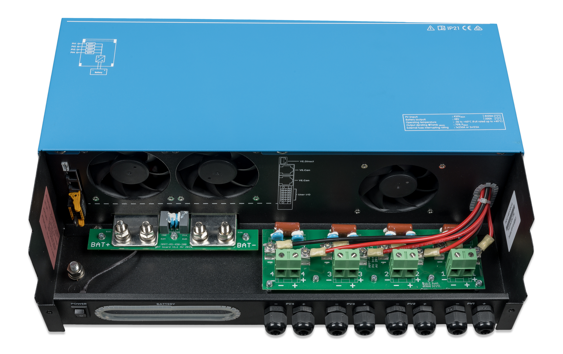 Photo of SmartSolar MPPT-RS 450-200 (front-angle conn)