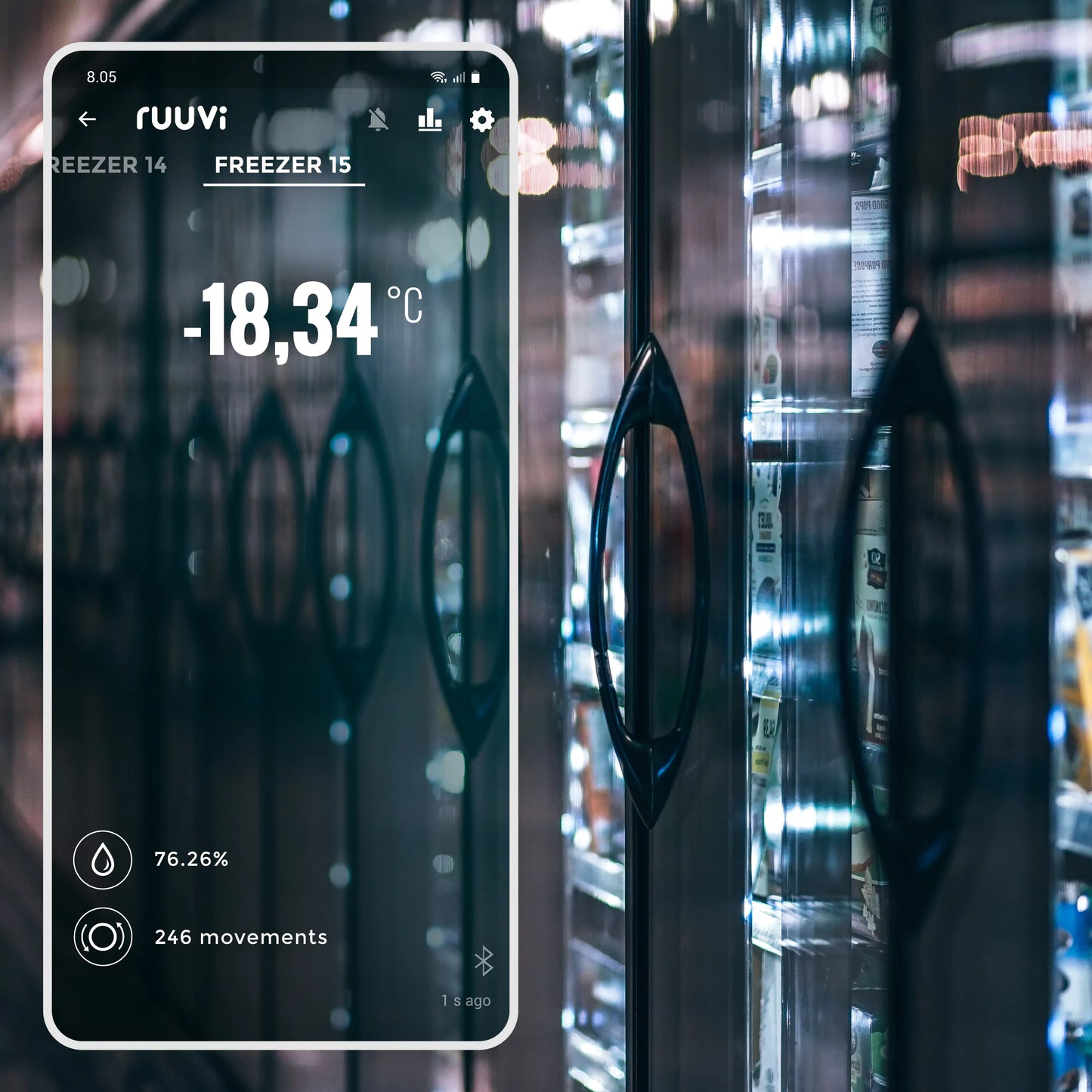 RuuviTag mobile app display