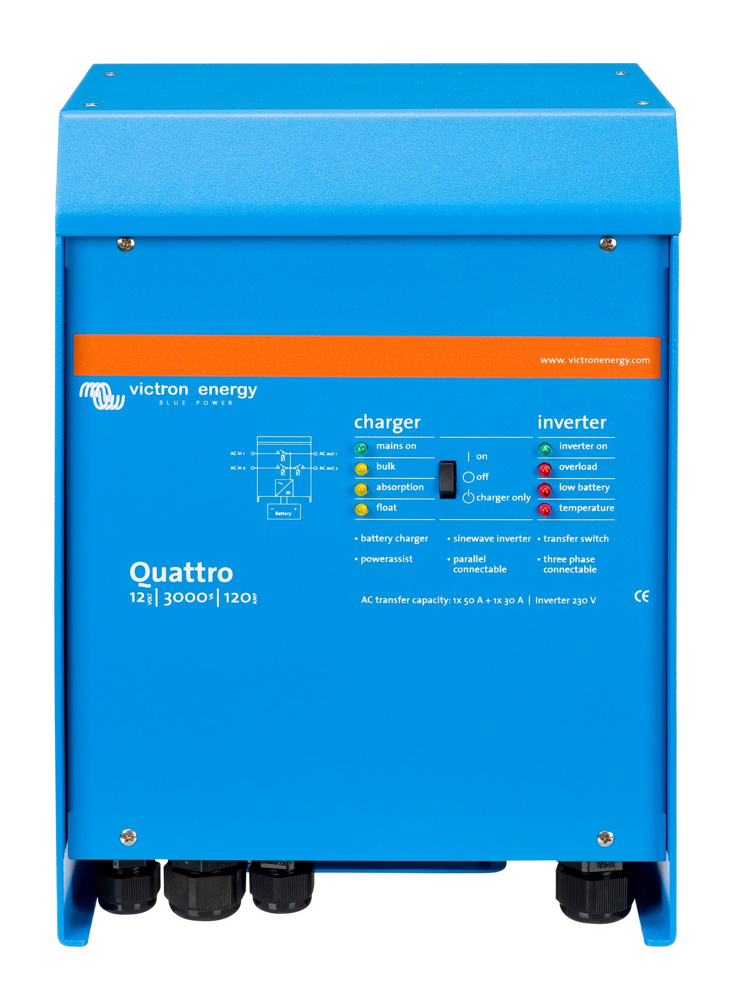 Photo of Quattro 12V 3000VA 120A 230VAC (front)