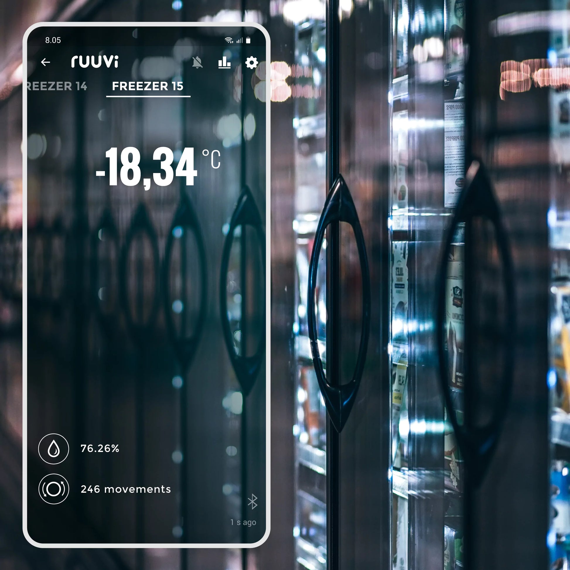 RuuviTag mobile app display